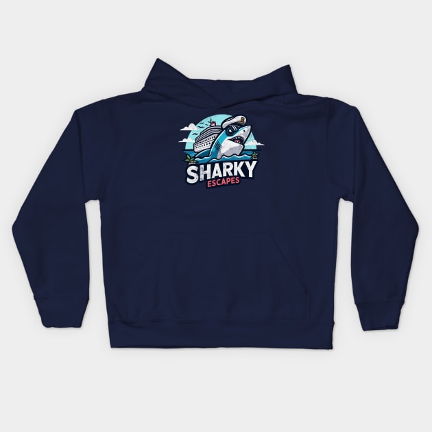 sharky escapes Kids Hoodie by AOAOCreation